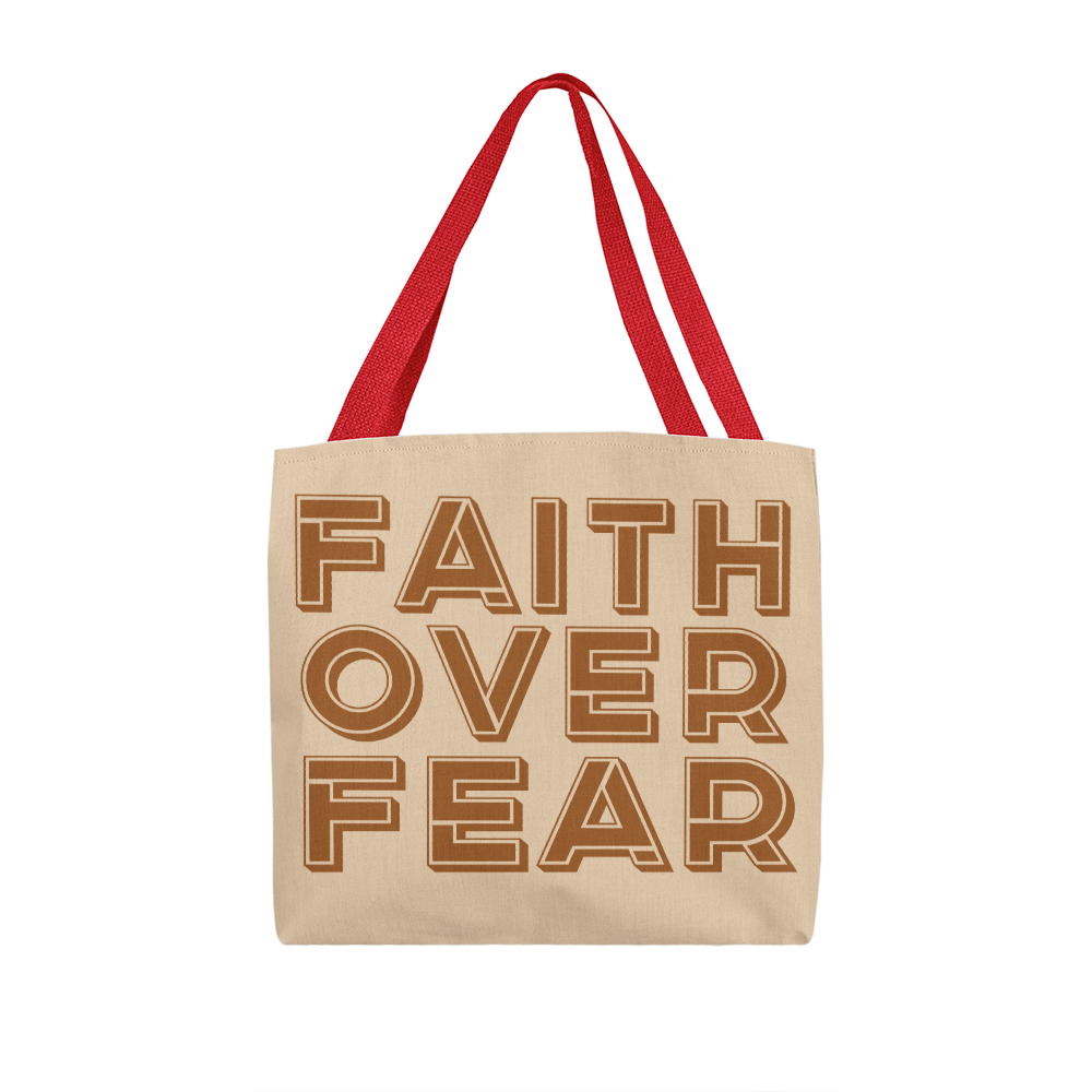 Faith Over Fear (Brown) Classic Tote Bag – Gift for Her - Gift for Him