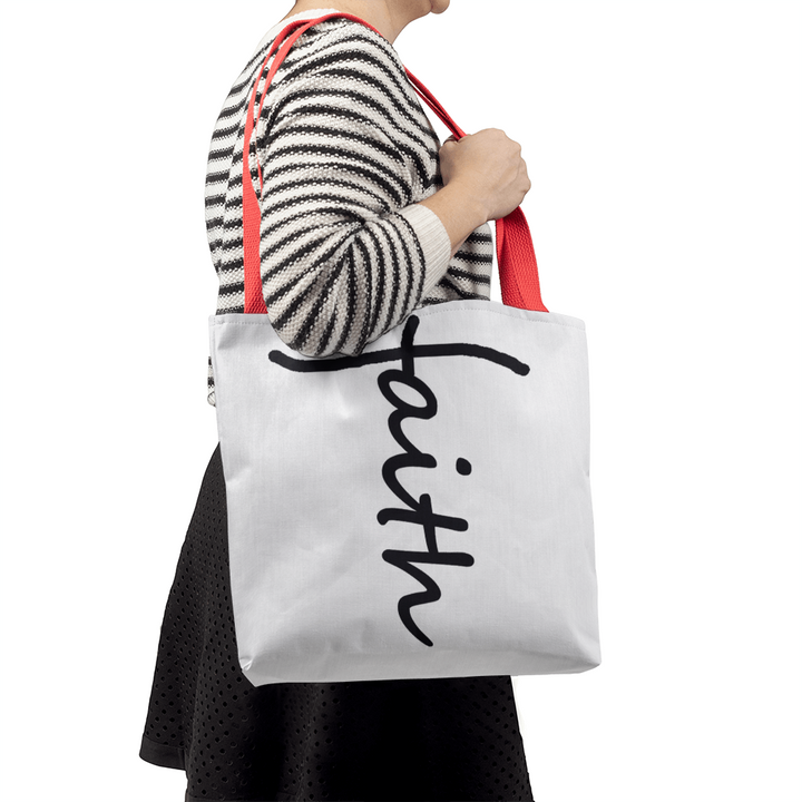 Faith (Black) Tote Bag – Gift for Her - Gift for Him