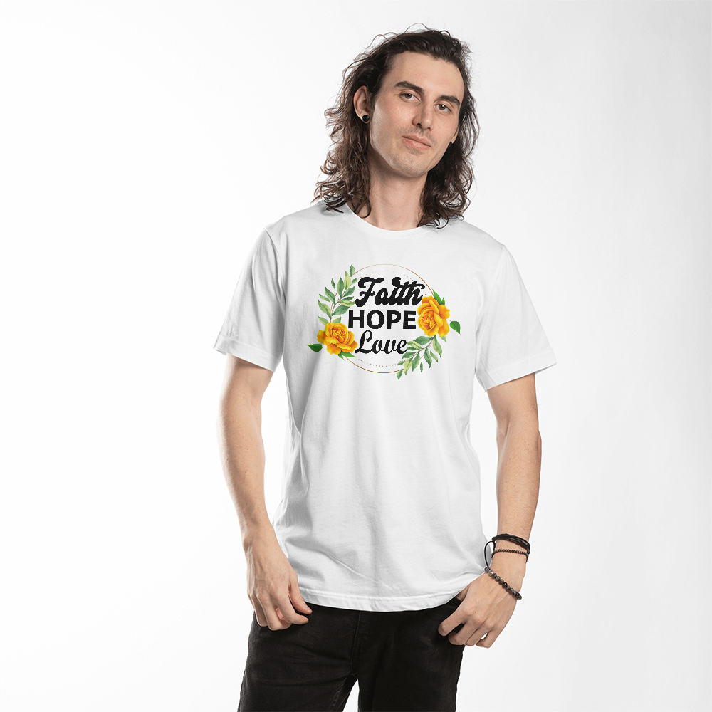Faith Hope Love - Bella + Canvas 3001 Unisex T-shirt Front Print - Gift for Her - Gift for Him