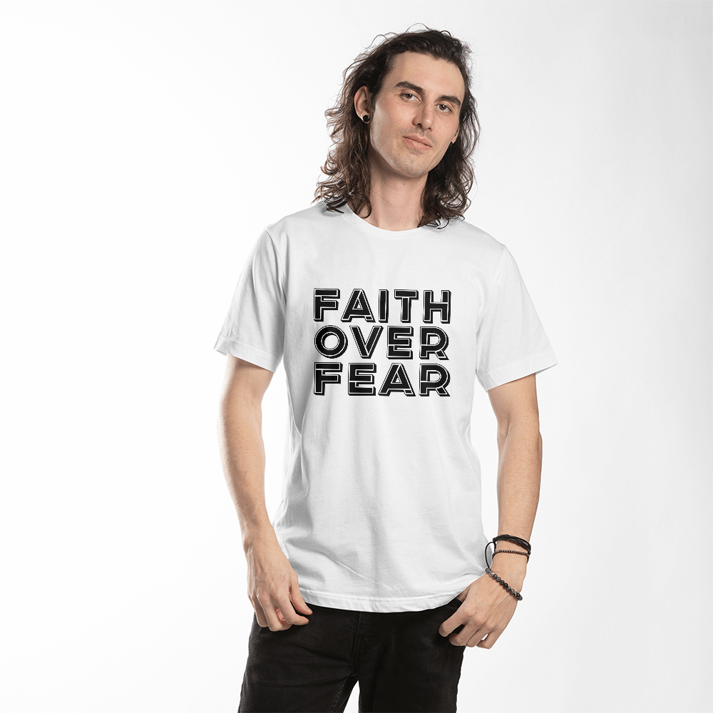 Faith Over Fear (Black) - Bella + Canvas 3001 Unisex T-shirt Front Print - Gift for Her - Gift for Him