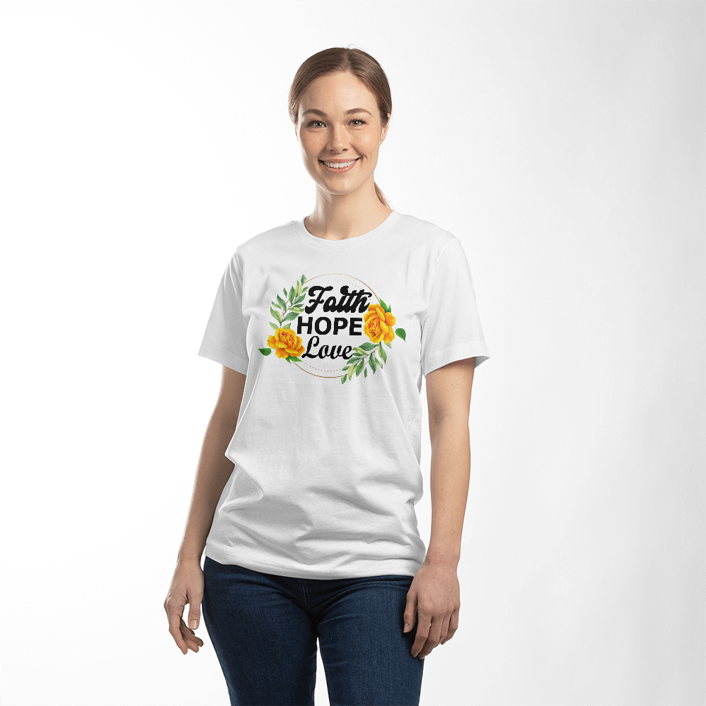 Faith Hope Love - Bella + Canvas 3001 Unisex T-shirt Front Print - Gift for Her - Gift for Him