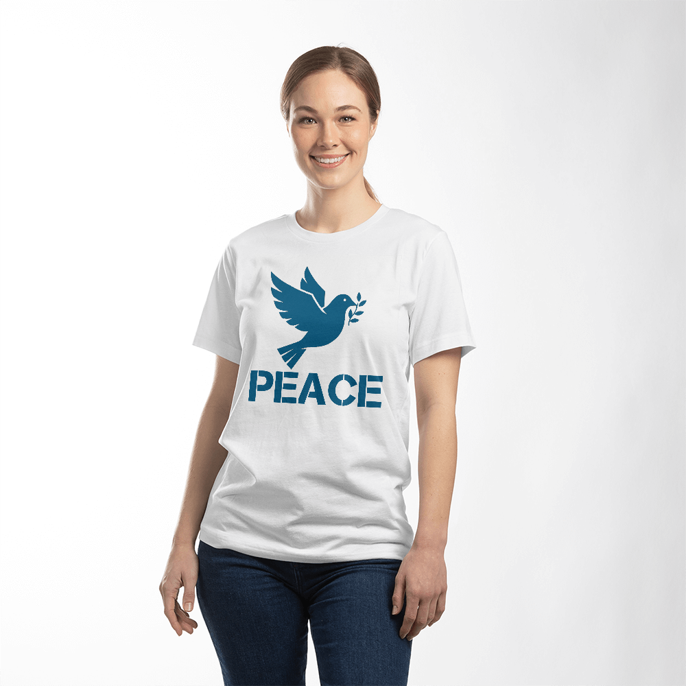 PEACE - Bella + Canvas 3001 Unisex T-shirt Front Print - Gift for Her - Gift for Him