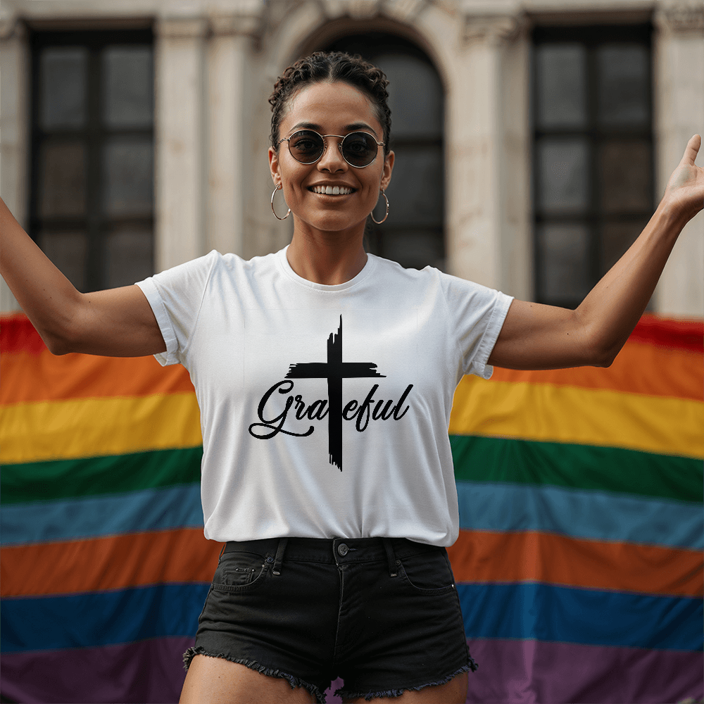 Grateful - Bella + Canvas 3001 Unisex T-shirt Front Print - Gift for Her - Gift for Him