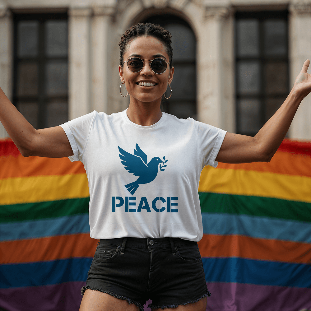 PEACE - Bella + Canvas 3001 Unisex T-shirt Front Print - Gift for Her - Gift for Him