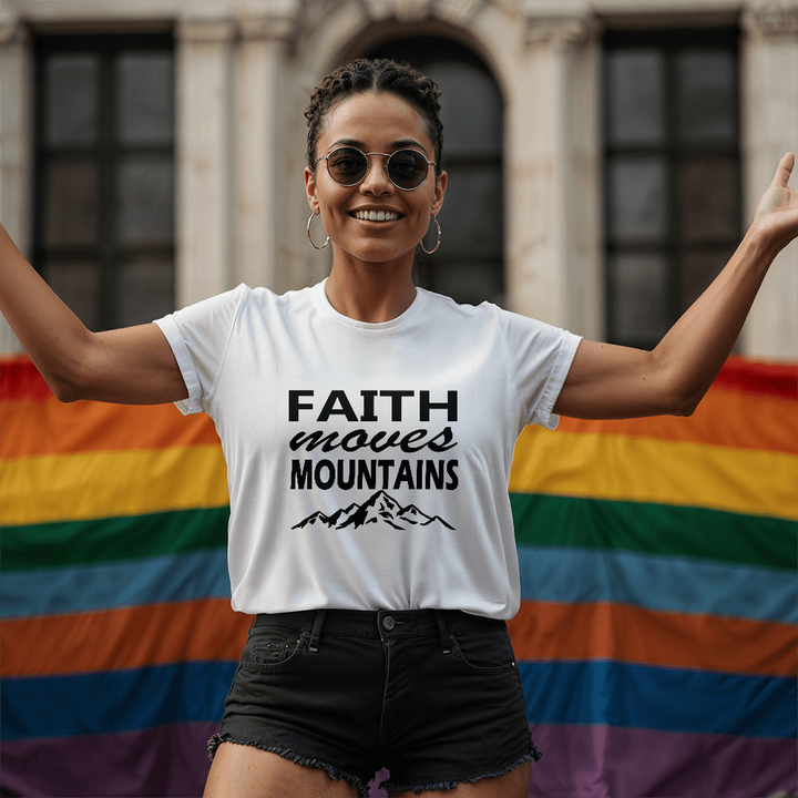 Faith Moves Mountains (Black) T-Shirt – Gift for Her - Gift for Him
