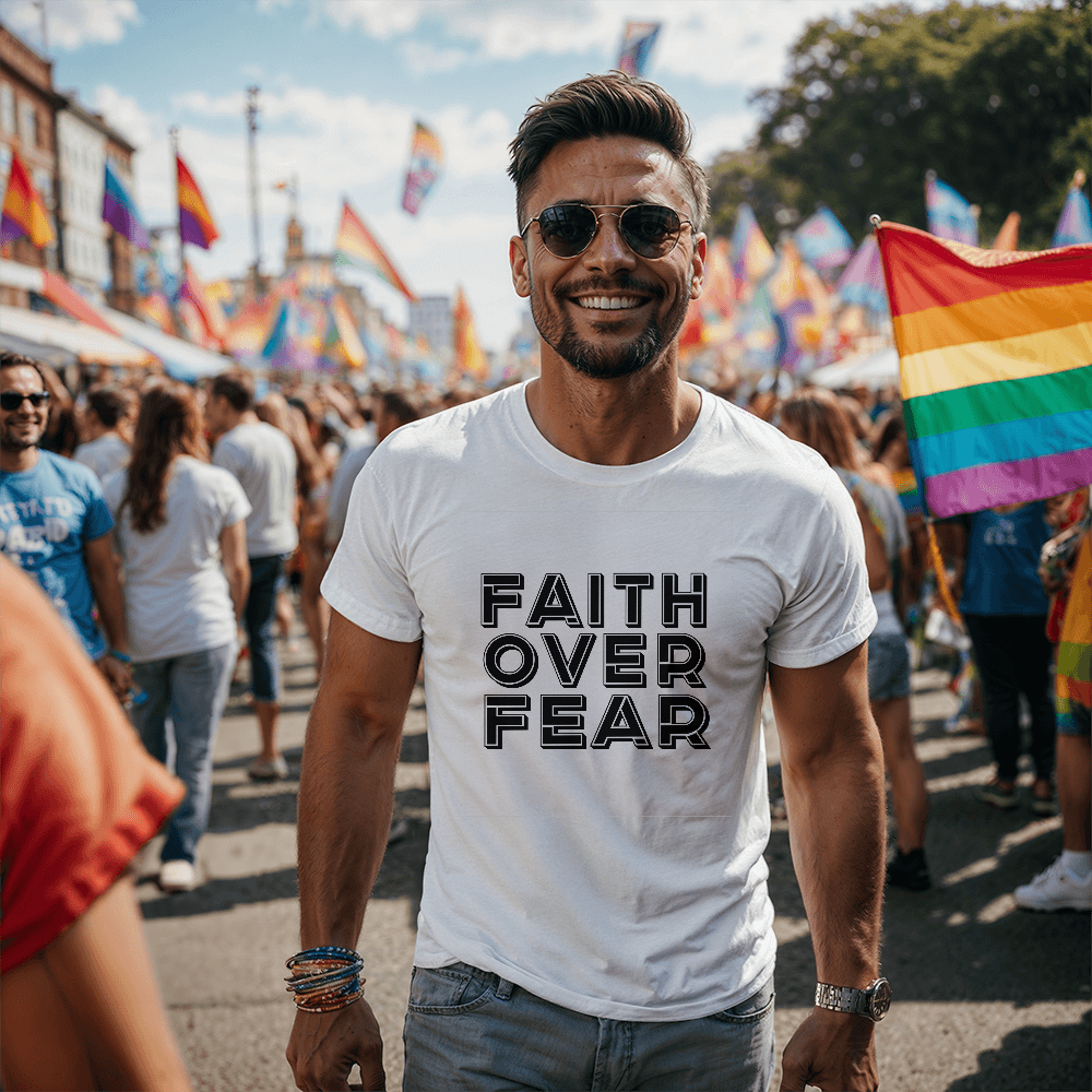 Faith Over Fear (Black) - Bella + Canvas 3001 Unisex T-shirt Front Print - Gift for Her - Gift for Him
