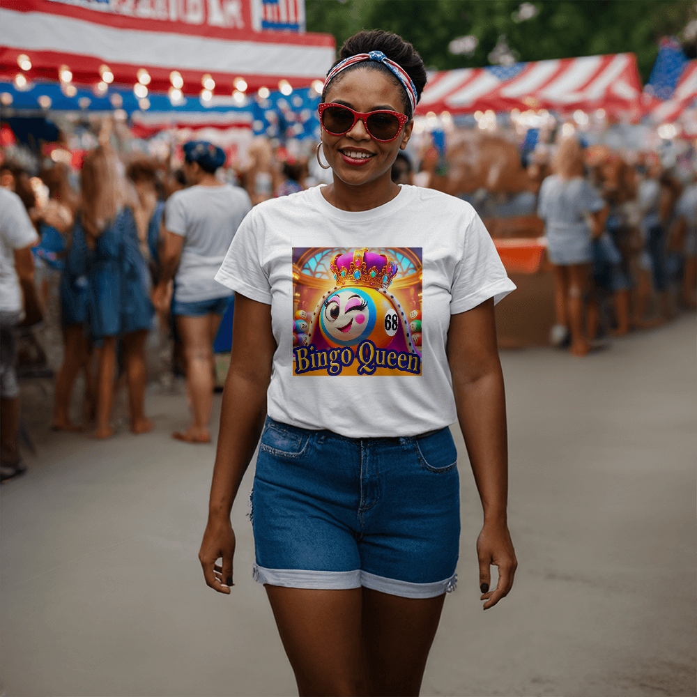 Bingo Queen - Bella + Canvas 3001 Unisex T-Shirt Front Print - Gift for Her
