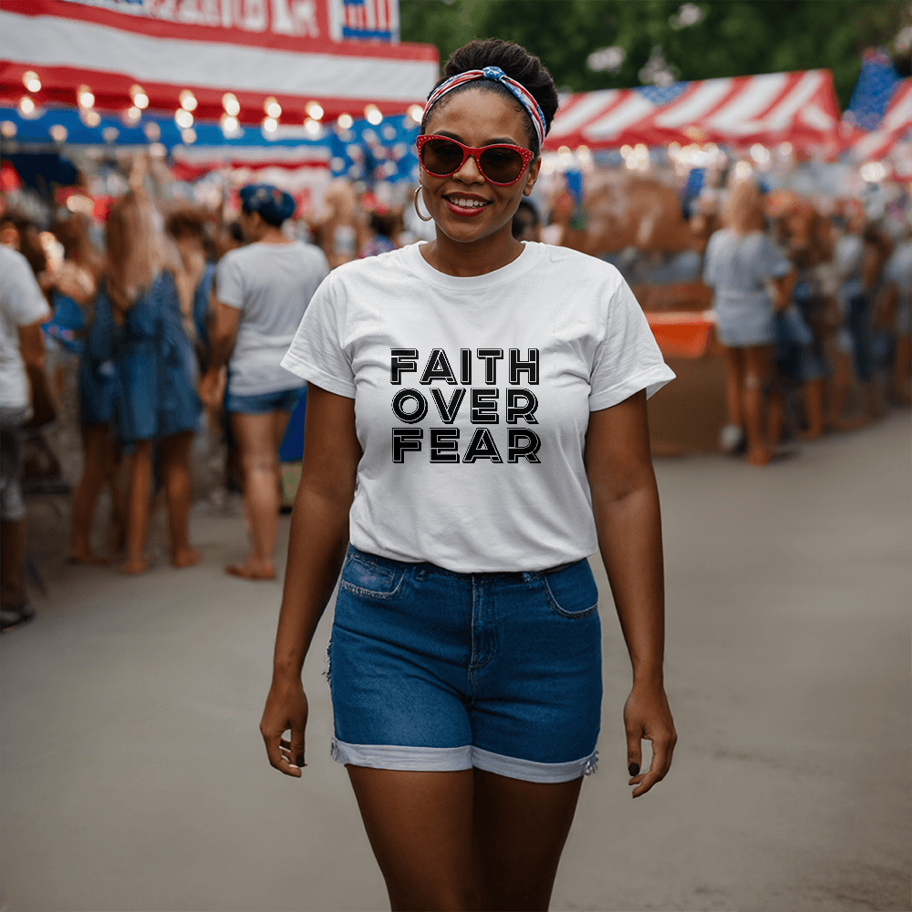 Faith Over Fear (Black) - Bella + Canvas 3001 Unisex T-shirt Front Print - Gift for Her - Gift for Him