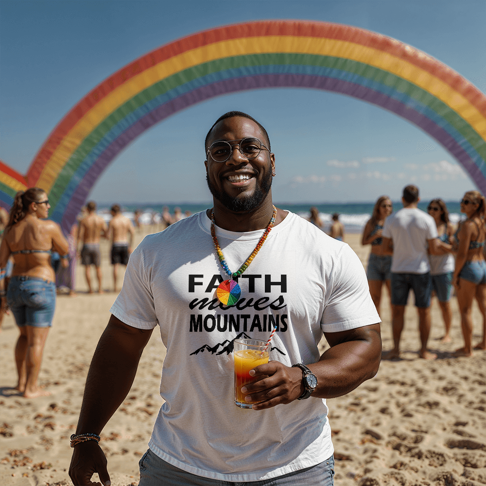 Faith Moves Mountains (Black) - Bella + Canvas 3001 Unisex T-shirt Front Print - Gift for Her - Gift for Him