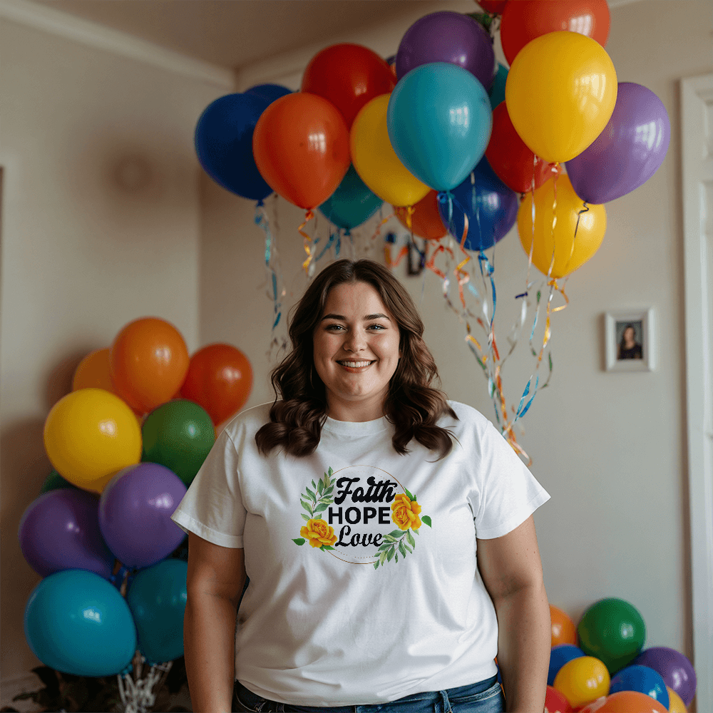 Faith Hope Love - Bella + Canvas 3001 Unisex T-shirt Front Print - Gift for Her - Gift for Him