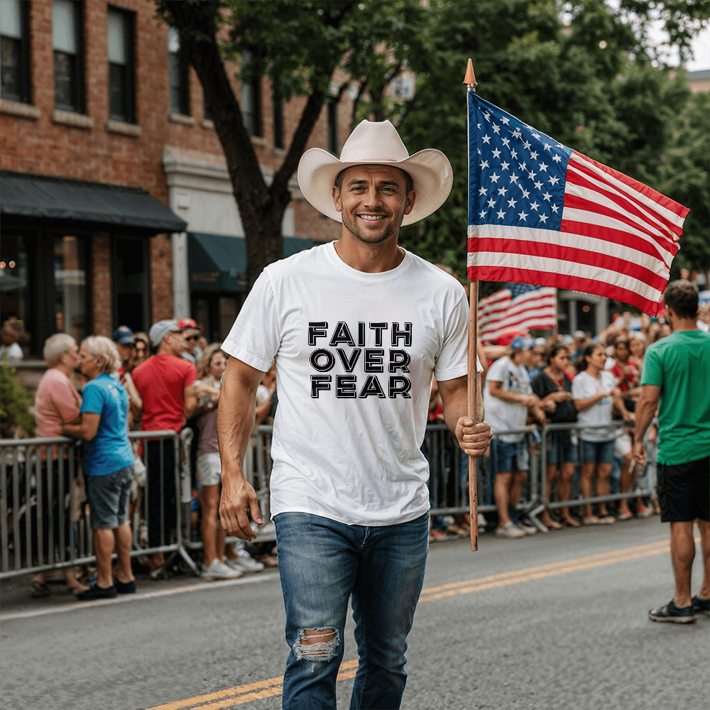 Faith Over Fear (Black) - Bella + Canvas 3001 Unisex T-shirt Front Print - Gift for Her - Gift for Him