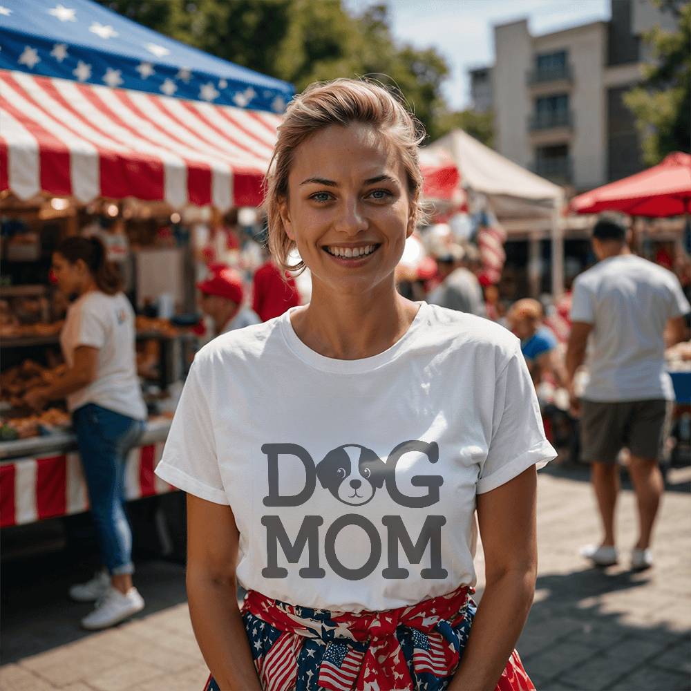 Dog Mom - Bella + Canvas 3001 Unisex T-Shirt Front Print - Gift for Mom