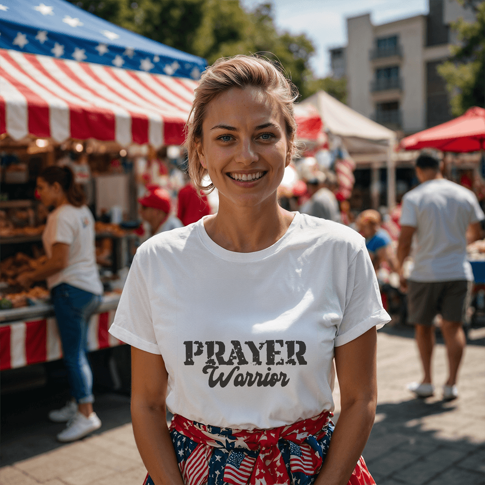 Prayer Warrior (Black) - Bella + Canvas 3001 Unisex T-shirt Front Print - Gift for Her - Gift for Him