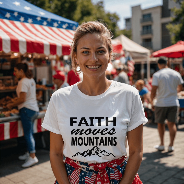 Faith Moves Mountains (Black) T-Shirt – Gift for Her - Gift for Him