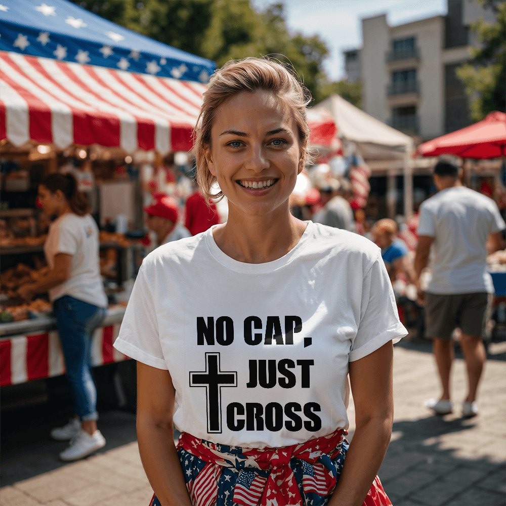 No Cap, Just Cross (Black) T-Shirt – Gift for Her - Gift for Him