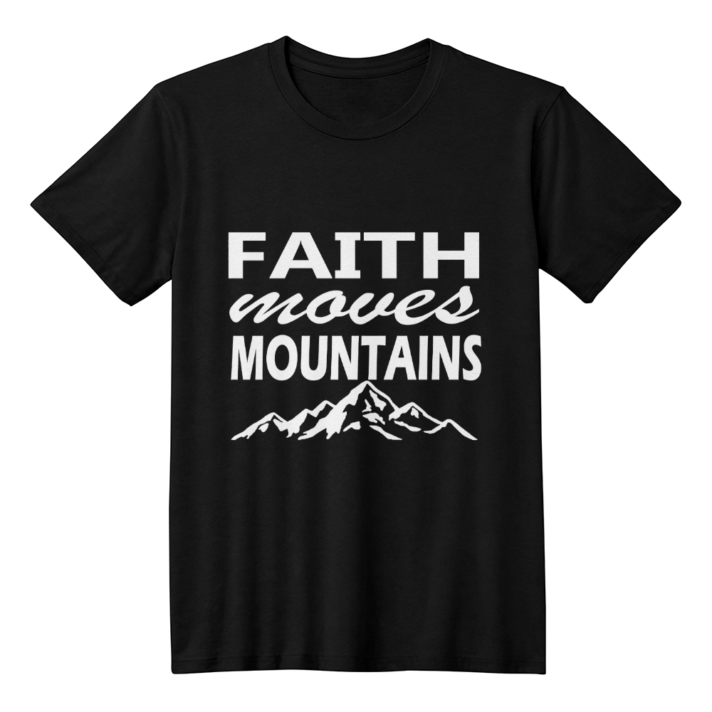 Faith Moves Mountains (White) - Bella + Canvas 3001 Unisex T-shirt Front Print - Gift for Her - Gift for Him