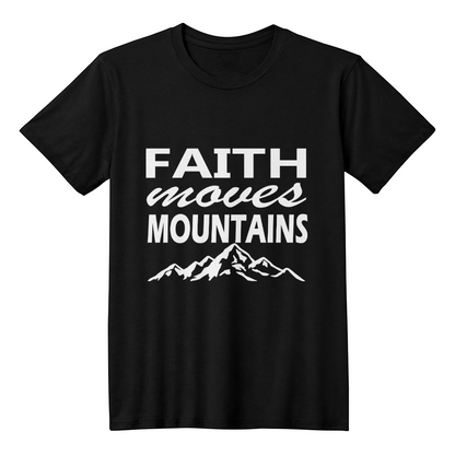 Faith Moves Mountains (White) - Bella + Canvas 3001 Unisex T-shirt Front Print - Gift for Her - Gift for Him