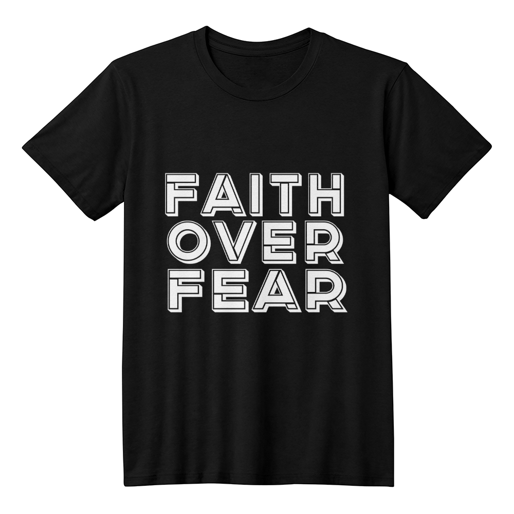 Faith Over Fear (White) - Bella + Canvas 3001 Unisex T-shirt Front Print - Gift for Her - Gift for Him