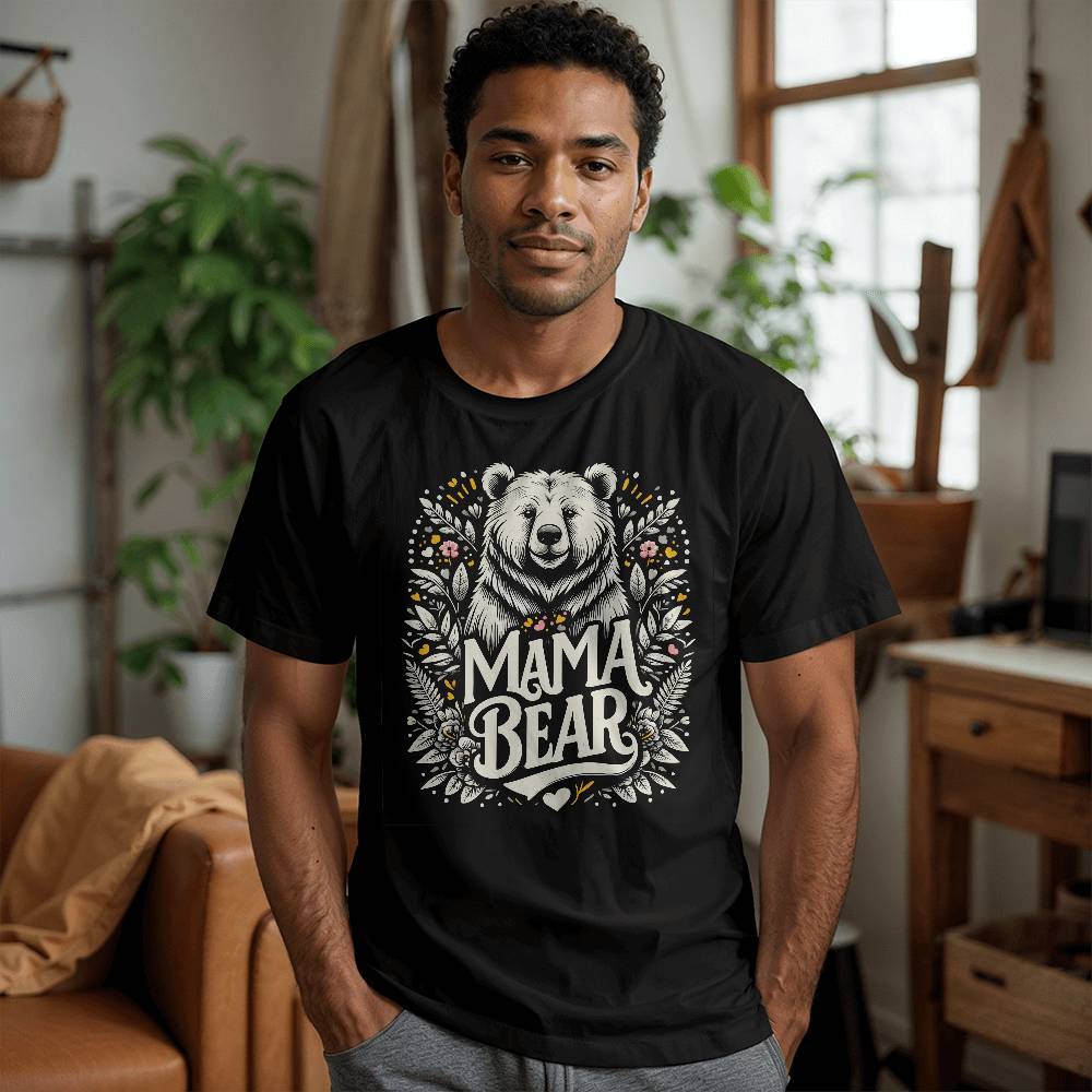 Mama Bear Black - Bella + Canvas 3001 Unisex T-Shirt Front Print - Gift for Mom