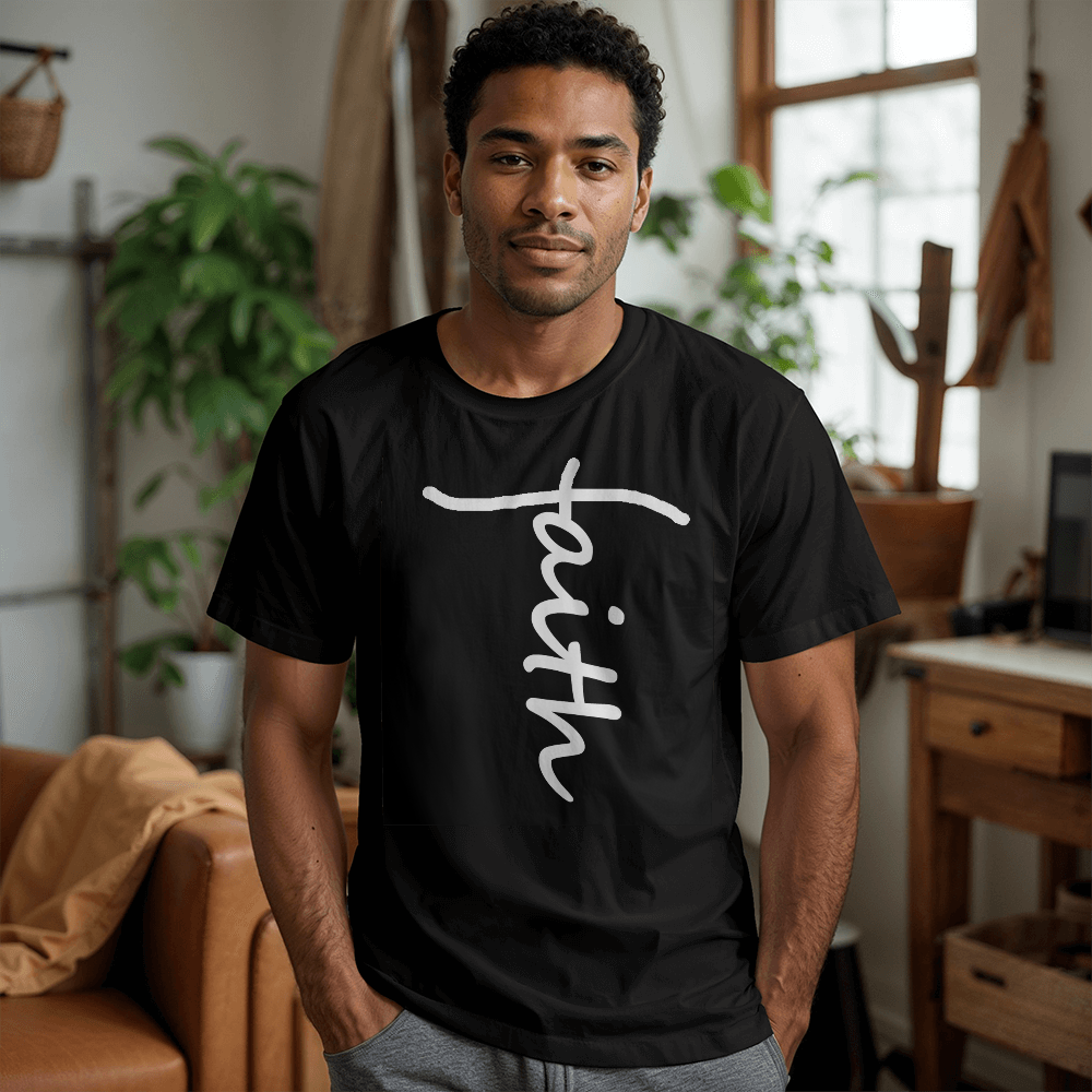 Faith (White) - Bella + Canvas 3001 Unisex T-Shirt Front Print - Gift for Her - Gift for Him