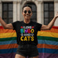 I Love Bingo And Cats (BLACK) - Bella + Canvas 3001 Unisex T-Shirt Front Print - Gift for Her