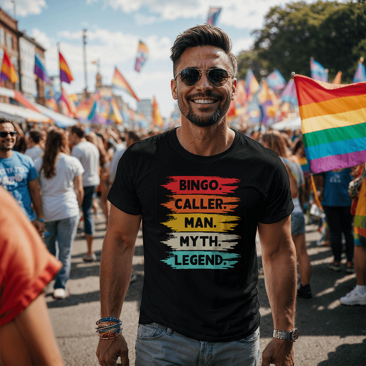 Bingo. Caller. Man. Myth. Legend. T-Shirt – Gift for Him