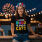 I Love Bingo And Cats (BLACK) - Bella + Canvas 3001 Unisex T-Shirt Front Print - Gift for Her