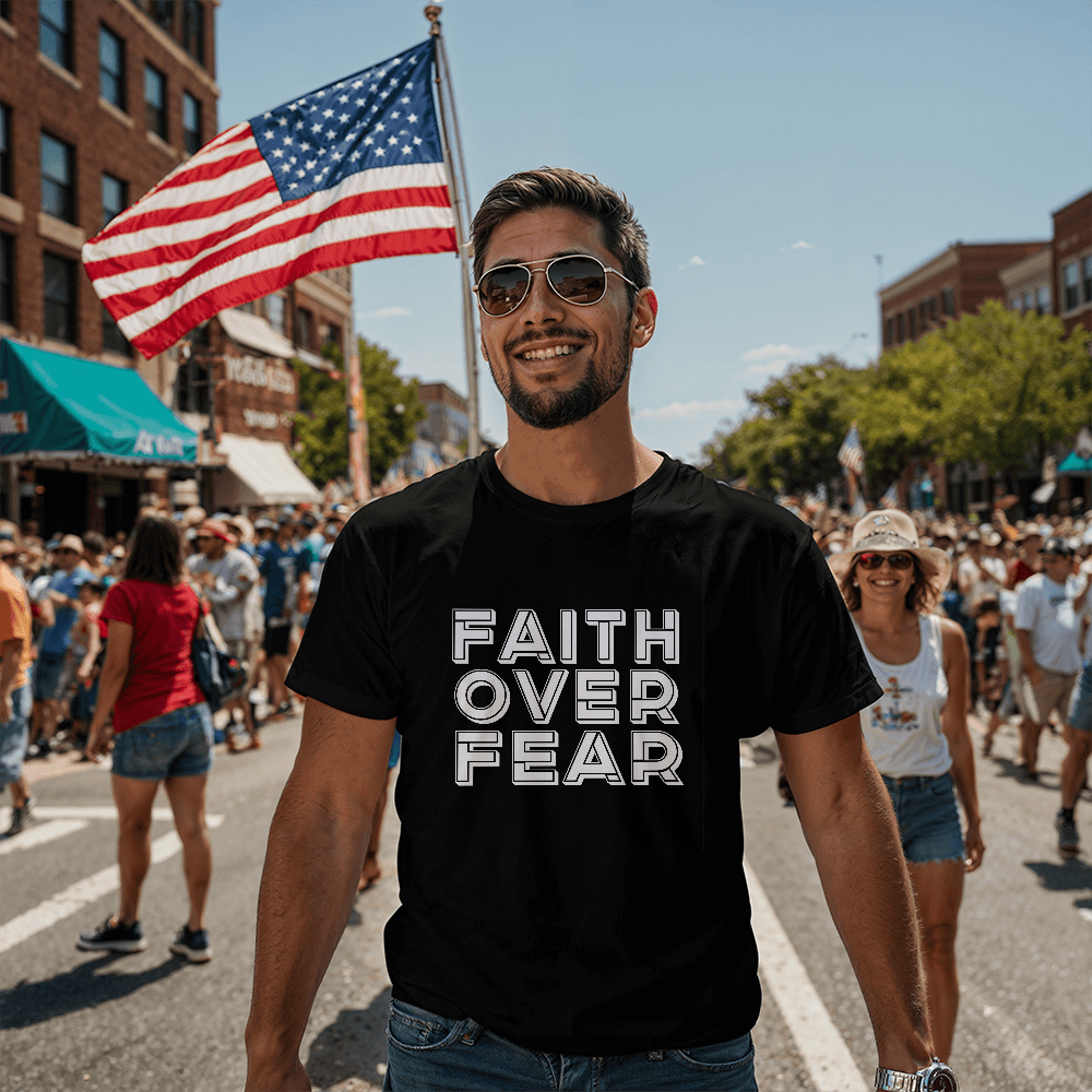 Faith Over Fear (White) - Bella + Canvas 3001 Unisex T-shirt Front Print - Gift for Her - Gift for Him