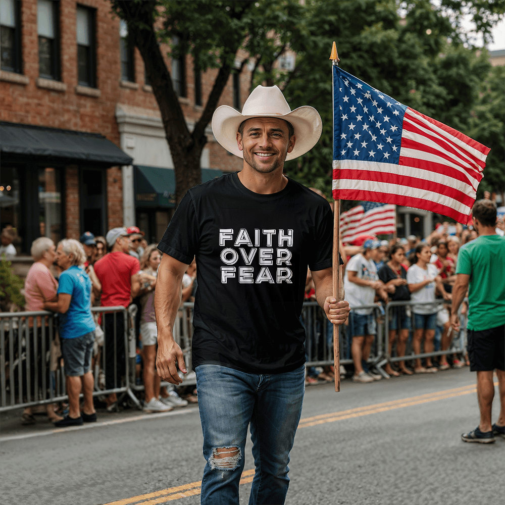 Faith Over Fear (White) - Bella + Canvas 3001 Unisex T-shirt Front Print - Gift for Her - Gift for Him