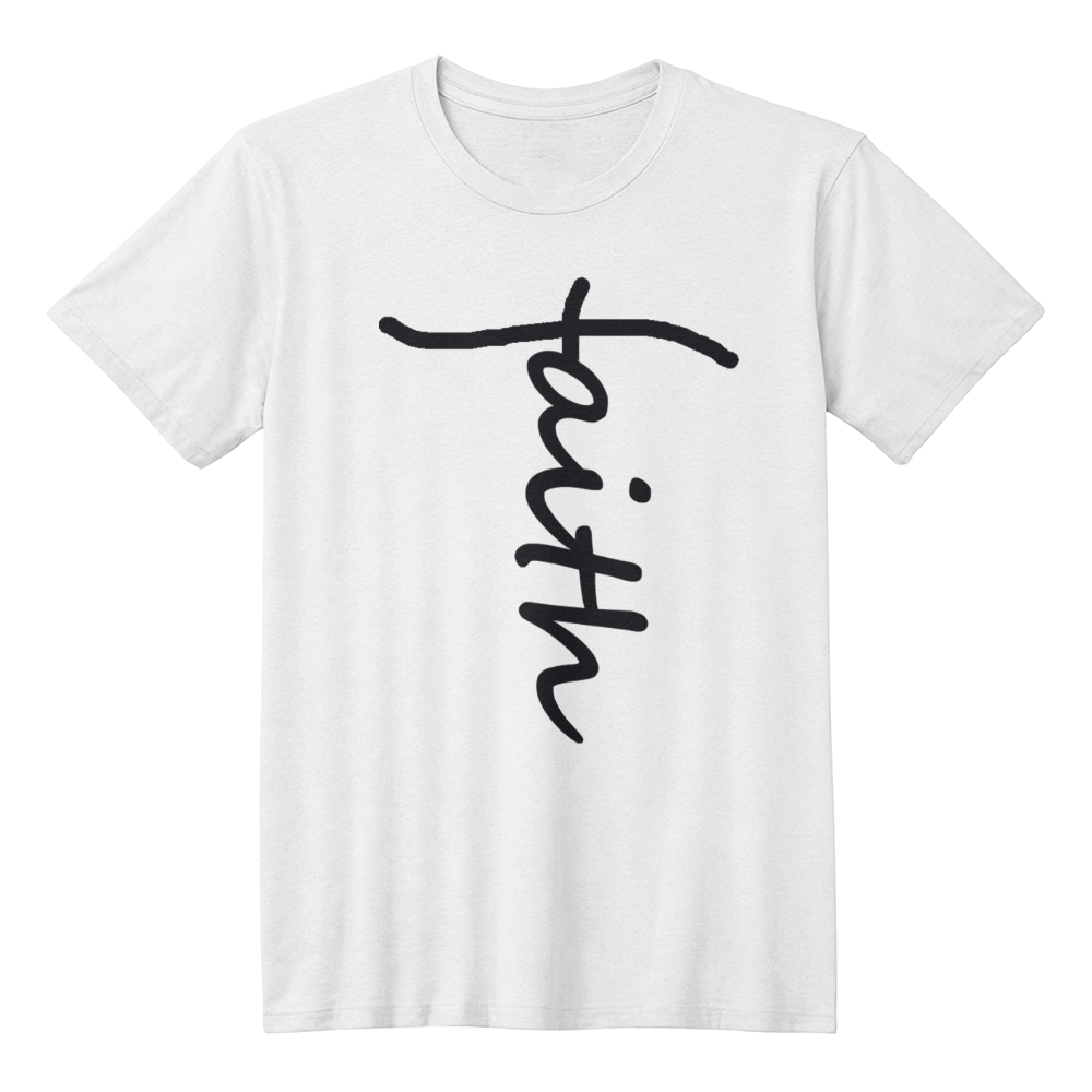 Faith (Black) - Bella + Canvas 3001 Unisex T-Shirt Front Print - Gift for Her - Gift for Him