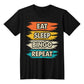 Eat Sleep Bingo Repeat (BLACK) - Bella + Canvas 3001 Unisex T-Shirt Front Print - Gift for Her - Gift for Him