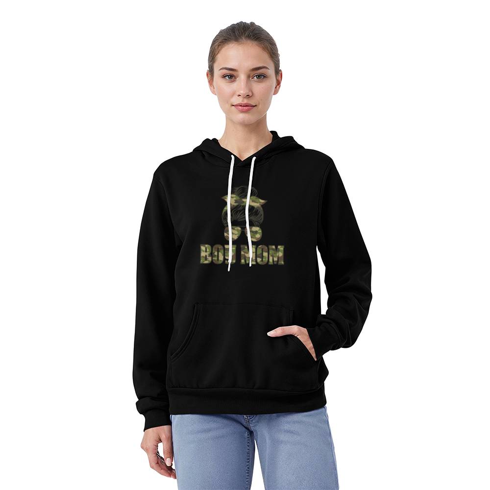 Boy Mom - Bella + Canvas 3719 Unisex Pullover Hoodie Front Print - Gift for Mom