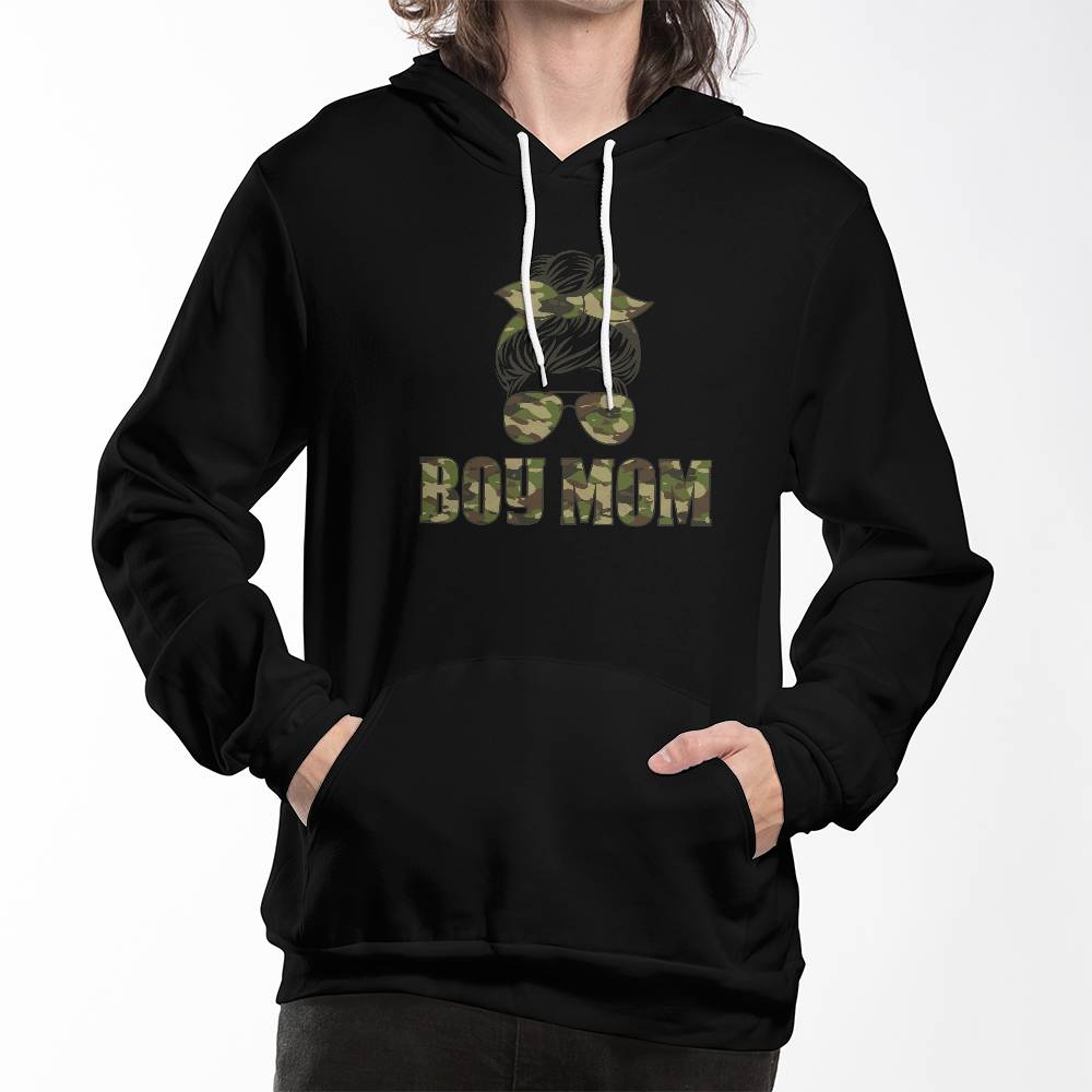 Boy Mom - Bella + Canvas 3719 Unisex Pullover Hoodie Front Print - Gift for Mom