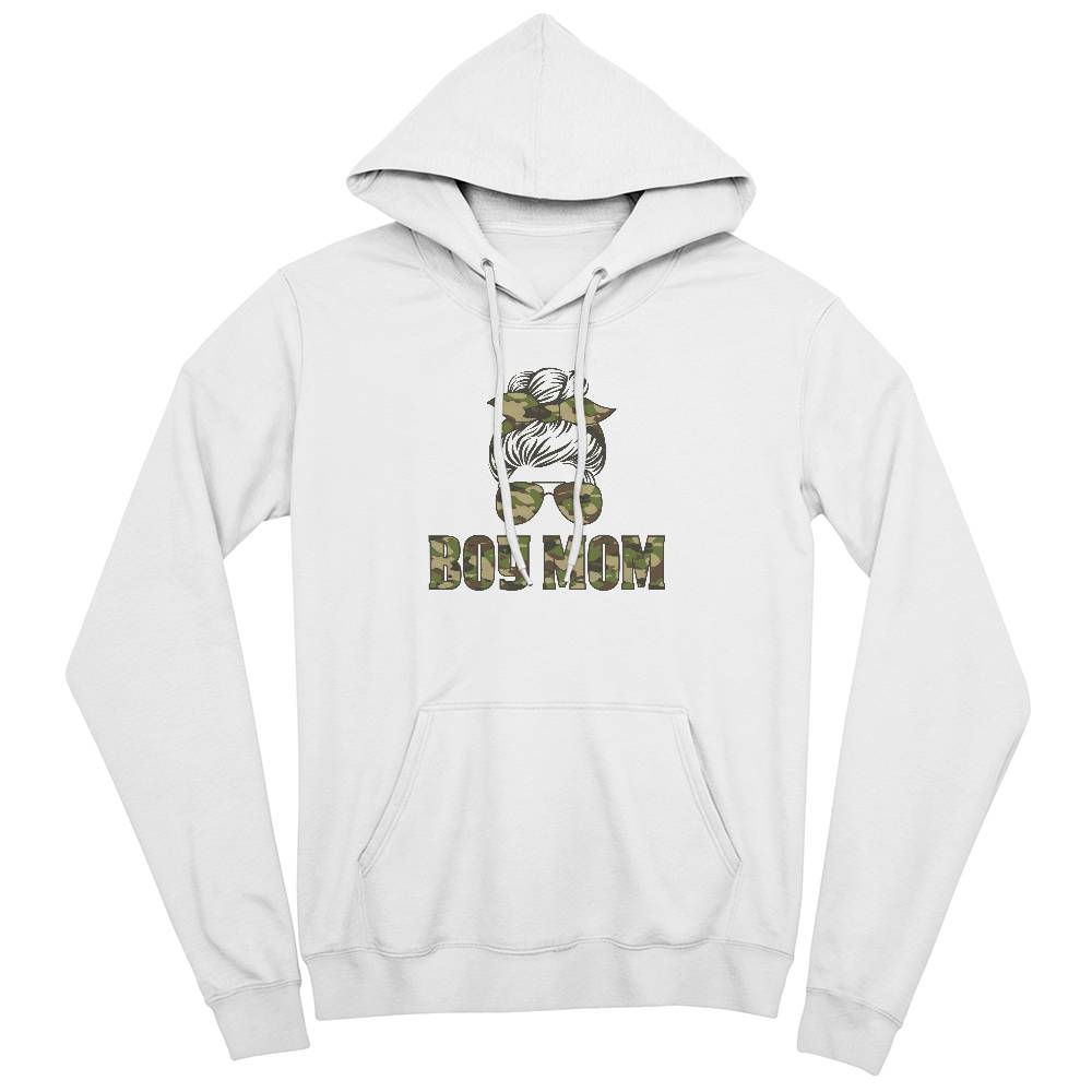 Boy Mom - Bella + Canvas 3719 Unisex Pullover Hoodie Front Print - Gift for Mom