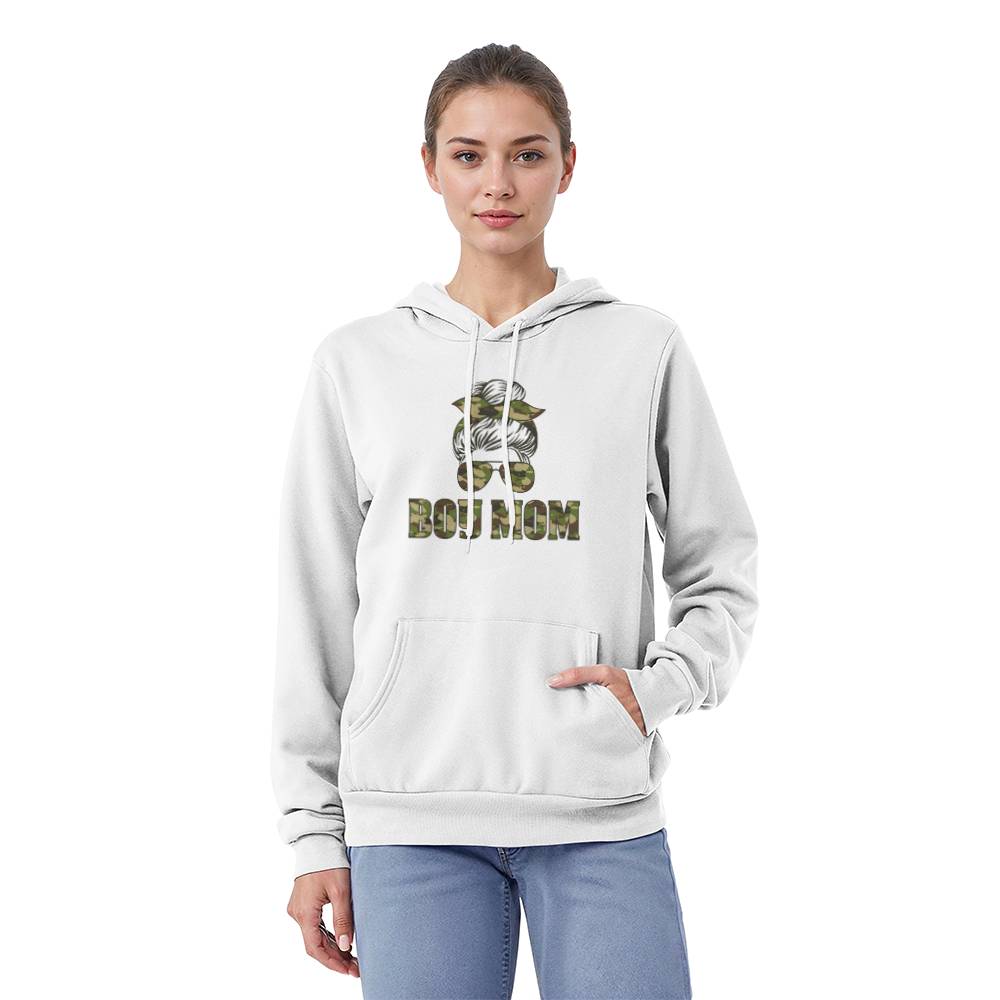 Boy Mom - Bella + Canvas 3719 Unisex Pullover Hoodie Front Print - Gift for Mom