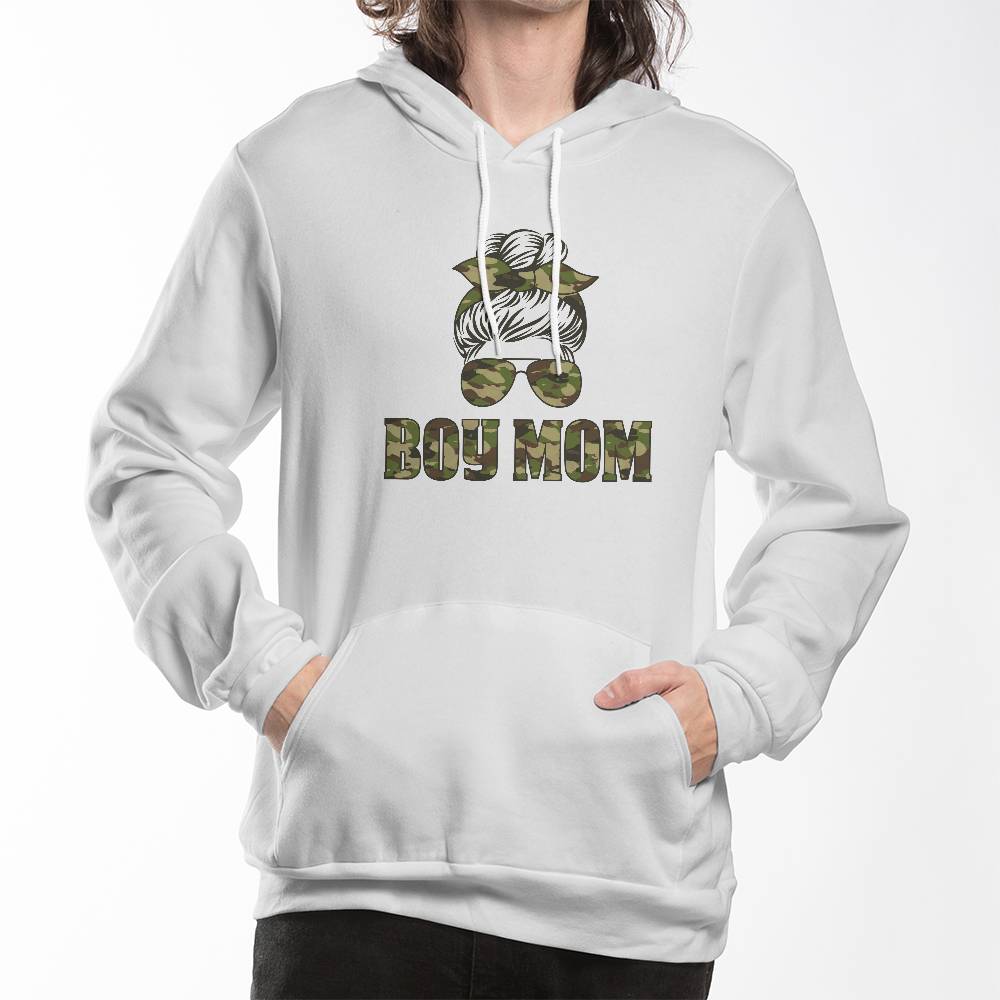 Boy Mom - Bella + Canvas 3719 Unisex Pullover Hoodie Front Print - Gift for Mom