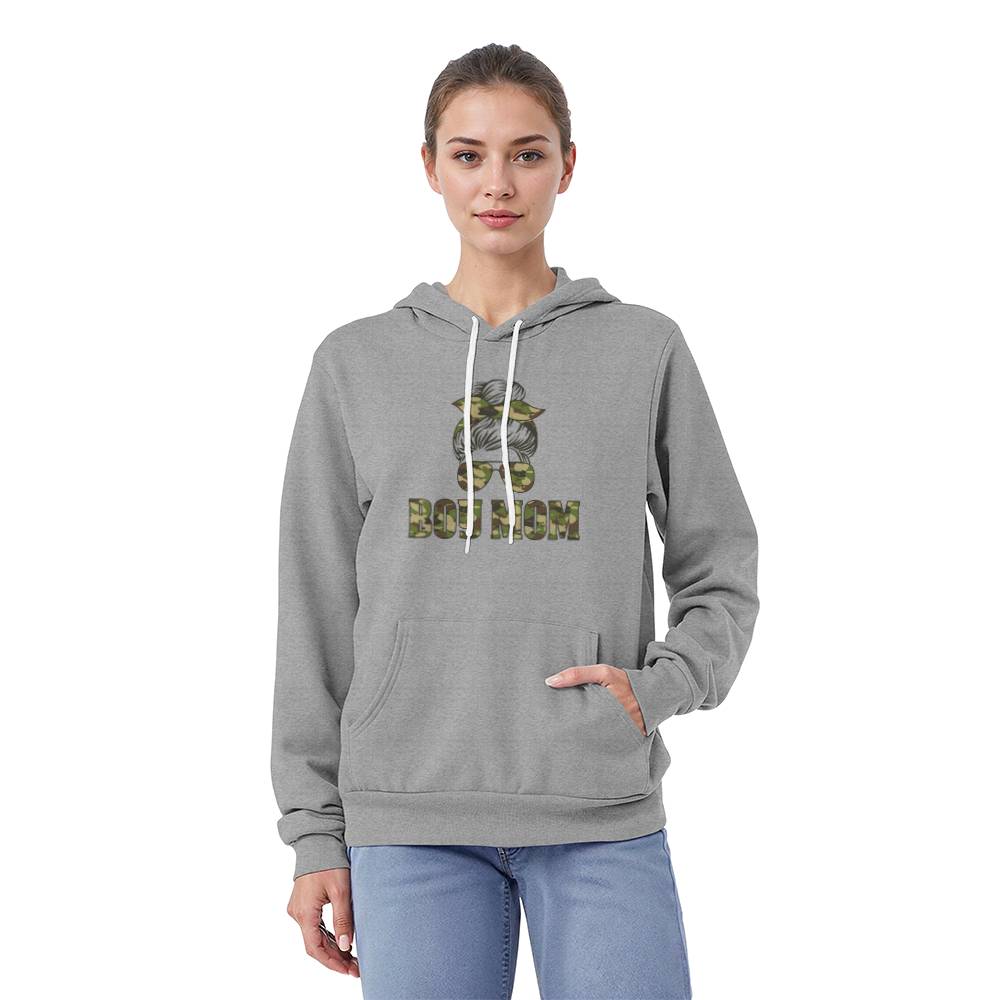 Boy Mom - Bella + Canvas 3719 Unisex Pullover Hoodie Front Print - Gift for Mom