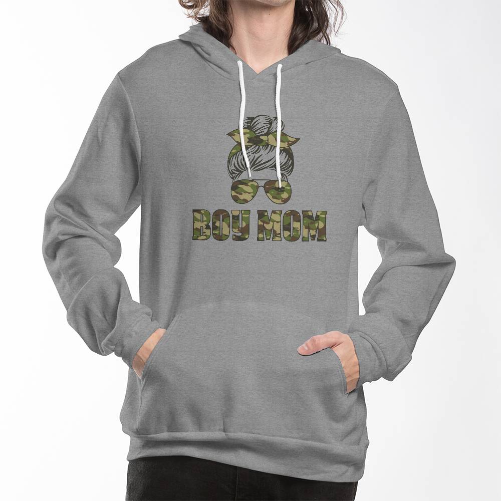 Boy Mom - Bella + Canvas 3719 Unisex Pullover Hoodie Front Print - Gift for Mom