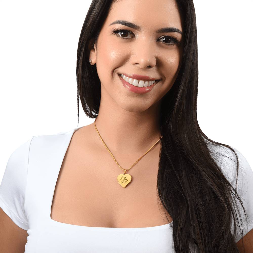 Live Laugh Love – Engraved Heart Necklace – Gift for Her