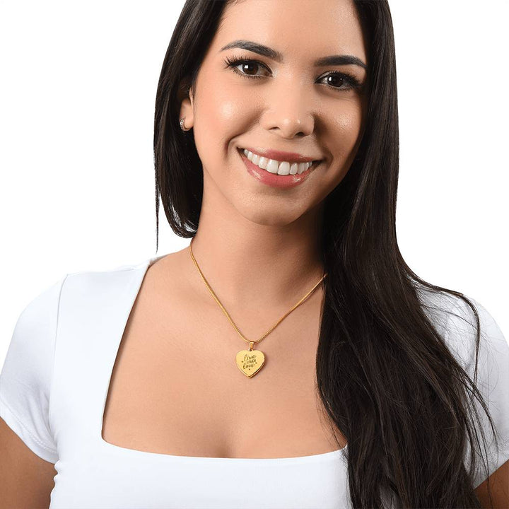 Live Laugh Love – Engraved Heart Necklace – Gift for Her