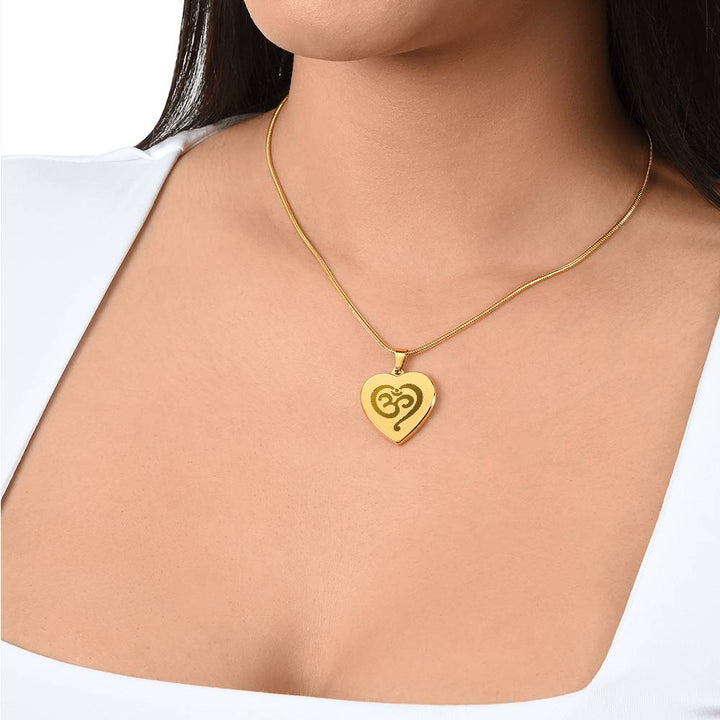 Namaste Symbol – Engraved Heart Necklace – Gift for Her