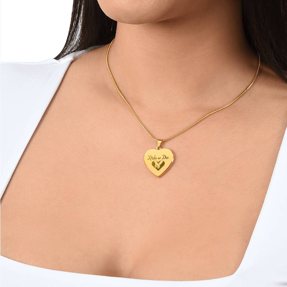 Ride Or Die Engraved Heart Necklace – Gift for Her