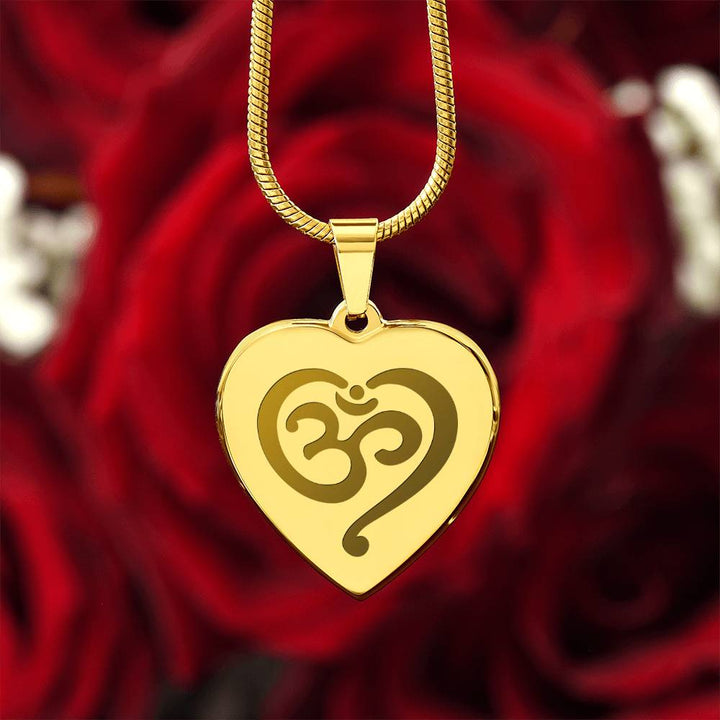Namaste Symbol – Engraved Heart Necklace – Gift for Her