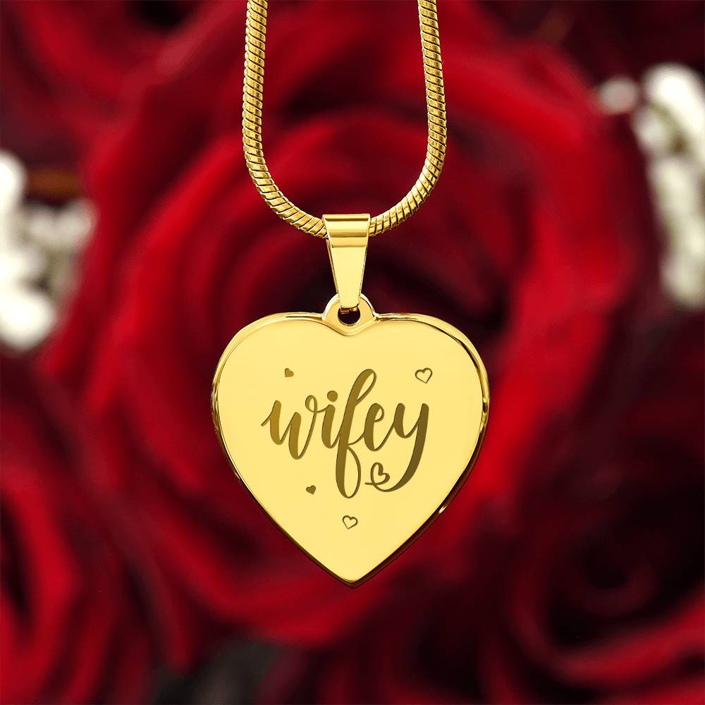 Wifey – Engraved Heart Necklace – Gift for Wife
