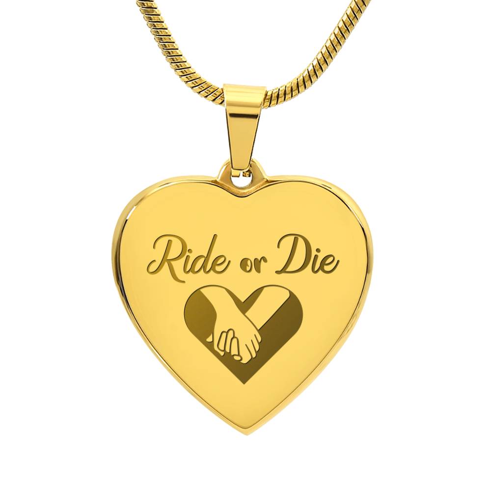 Ride Or Die Engraved Heart Necklace – Gift for Her