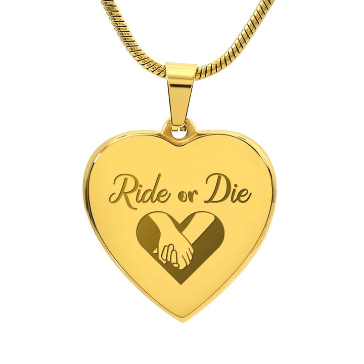 Ride Or Die Engraved Heart Necklace – Gift for Her