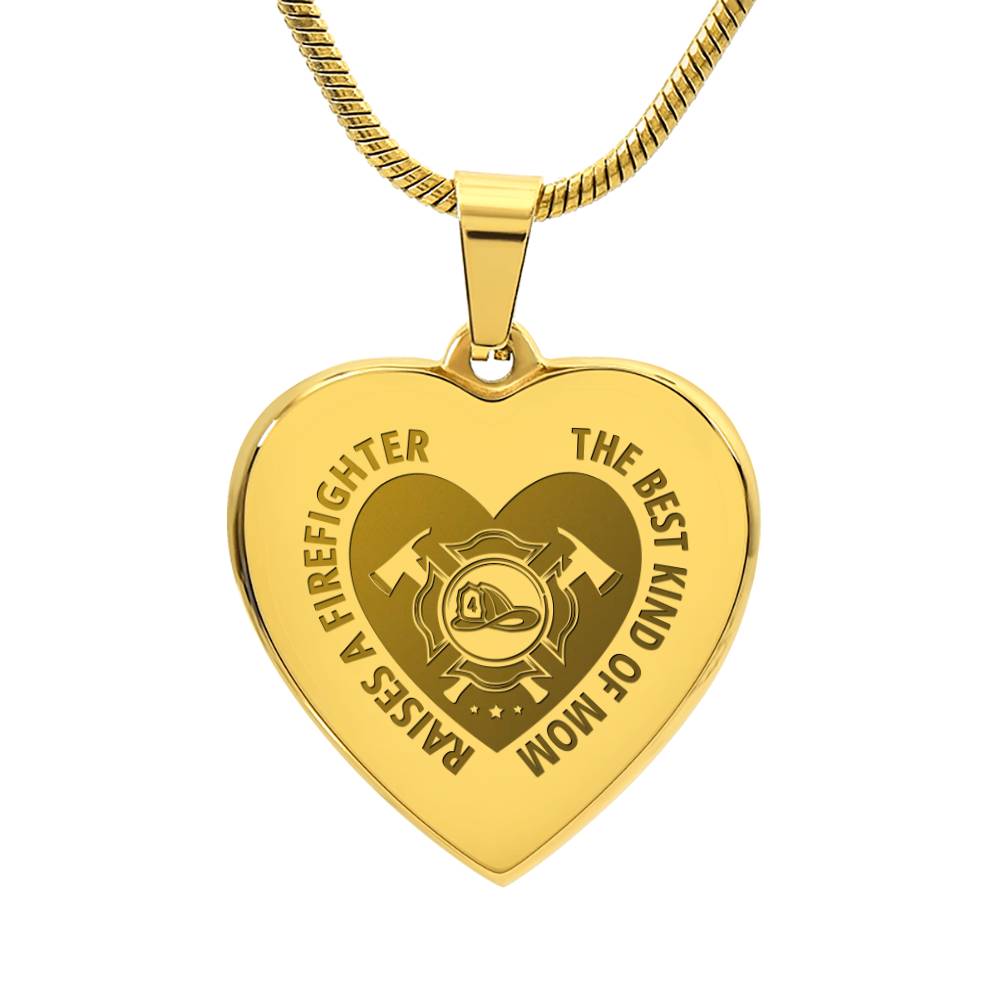 The Best Kind Of Mom Raises a Firefighter Engraved Heart Necklace – Gift for Mom
