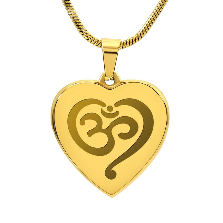 Namaste Symbol – Engraved Heart Necklace – Gift for Her