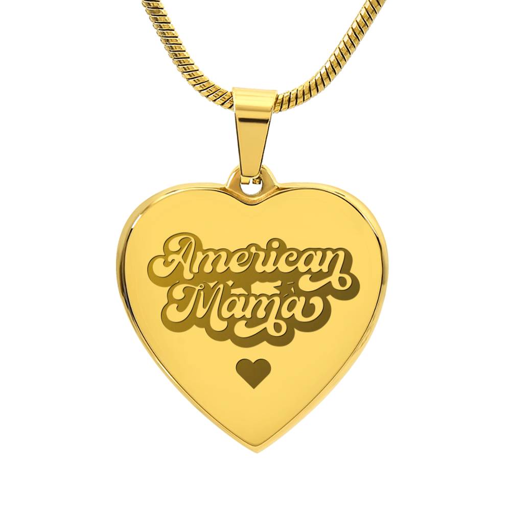 American Mama – Engraved Heart Necklace – Gift for Mom
