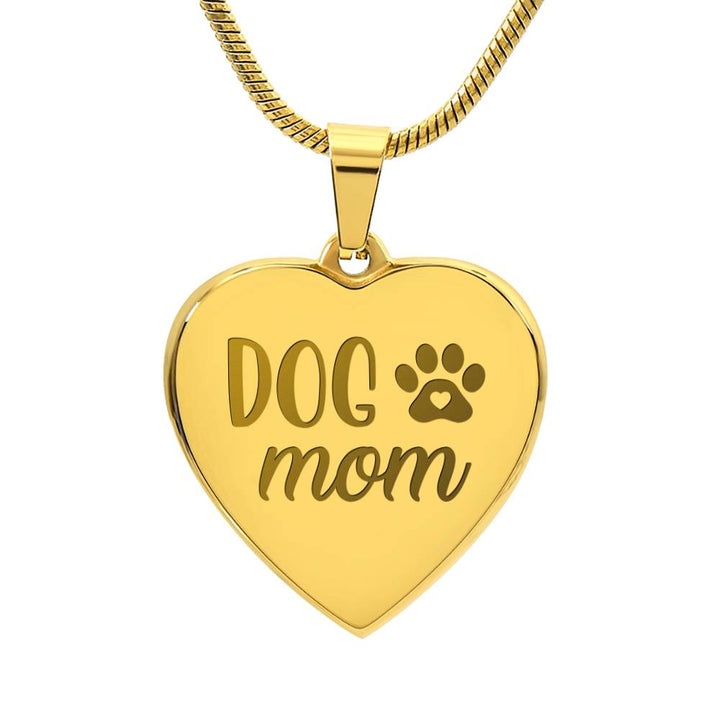 Dog Mom Engraved Heart Necklace – Gift for Mom